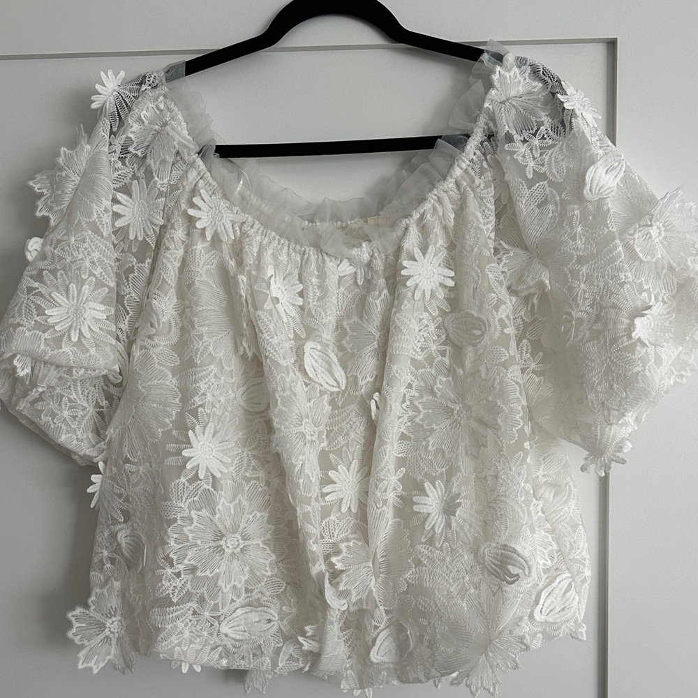 Chic White Floral Lace Blouse